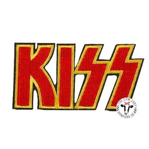 KISS Patch Rock N Roll Music Embroidered Guitar Iron On Red Yellow Black NEW